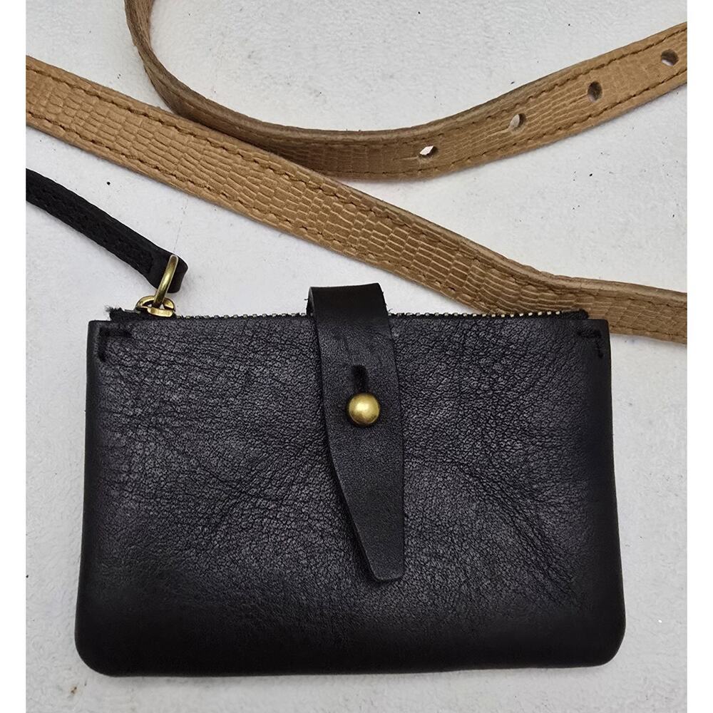 Madewell Simple Tan Lizard Embossed Leather Crossbody Bag with Coin wallet - Picture 2 of 11